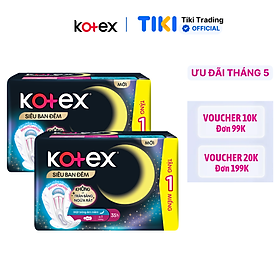 Combo 2 gói băng vệ sinh Kotex ban đêm đệm sau 8+1 miếng loại 35 cm