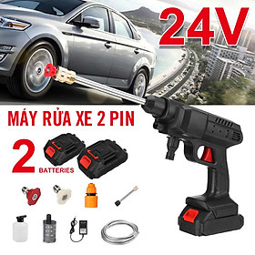 Máy Rửa Xe máy xịt áp lực cao mini cầm tay công suất cao 400w 2 pin sạc 48V sử dụng dễ dàng