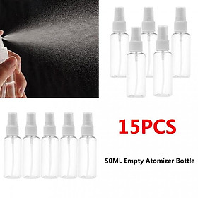 15 Pieces Mini Transparent Spray Fine Mist Empty Bottle Travel Bottles 50ml