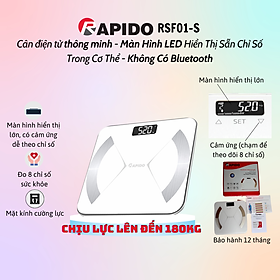 Cân sức khỏe và phân tích các chỉ số cơ thể Rapido RSF02-S (Trắng) Không bluetooth - Hàng chính hãng