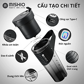 Mua Máy xay sinh tố chạy pin 400ml Mishio MK371 cầm tay mang đi mọi nơi dễ dàng - Hàng chính hãng