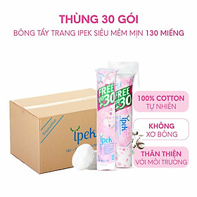 [ Tặng 5 miếng mn HQ ] Combo 1 thùng bông tẩy trang Ipek 130 miếng ( 30 gói x 130 )