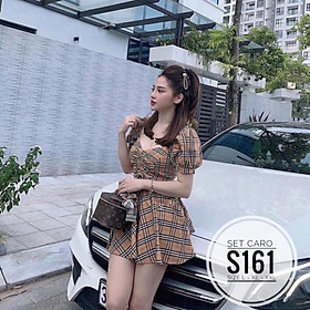 Bigsize 60-90KG vmart Set caro S161 hàng Quảng Châu cao cấp chiết eo giấu bụng