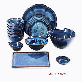 Mua Set đồ ăn men xanh sóng biển BAX-21 - Bộ Đồ ăn men xanh hoả biến cao cấp -  Bát Chén Cao Cấp - Chén đĩa Bát Tràng - Bát Đĩa Gốm Cao Cấp