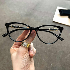 Kính mắt thời trang cao cấp cho nữ dáng mắt mèo form nhỏ gọng nhựa màu đen