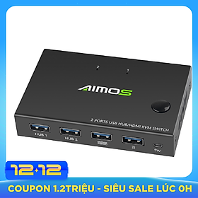 AIMOS AM-KVM201CC 2-Port HDMI KVM Switch Support 4K*2K@30Hz HDMI KVM Switcher Keyboard Mouse USB