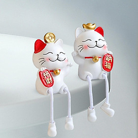 Lucky Cat Figurine, Resin Sculpture Animal Statue Art Crafts Collectible  for Home Office Tabletop Shelf Decoration Business Gift