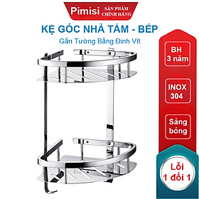 Hình ảnh Kệ Góc Nhà Tắm Để Đồ Trong Phòng Vệ Sinh Pimisi Inox 304 Hình Tam Giác Đựng Đồ Trong Phòng Tắm Hoặc Kệ Nhà Bếp 1 - 2 Tầng Sáng Bóng Dễ Vệ Sinh, Gắn Tường Bằng Khoan Vít Đinh Chắc Chắn | Hàng chính hãng