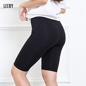 Quần legging lửng LEERY cho nữ đùi ngố mặc nhà dáng ôm bó lưng thun chất cotton cap cấp tập gym yoga bigsize LEG-03