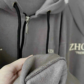 Áo khoác in nổi chữ WZS nón 2 lớp, form rộng dưới 75kg, vải dày mịn siêu đẹp