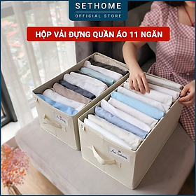 Hộp vải đựng quần áo 11 ngăn SETHOME chất liệu vải không dệt giỏ đựng quần áo đồ lót chia 11 ngăn mềm