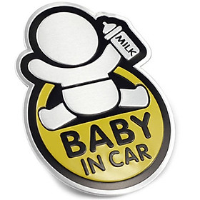 Tem Baby In Car bằng NHÔM dán trang trí ô tô xe hơi