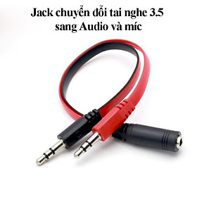 Cable 3.5mm 02 đầu đực ra 01 Jack 3.5mm cái dùng cho Tai nghe và Micro