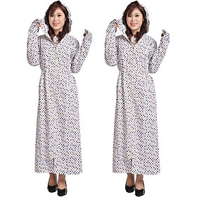 Bộ 02 áo khoác chống nắng toàn thân 2 lớp họa tiết vải thô kèm khẩu trang