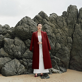 Set áo khoác măng tô Carmy kết hợp đầm Glamour thiết kế cao cấp WHITE CHIC