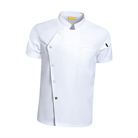 Breathable Chef Coat Jacket Apparel Short Sleeve Clothes for Cooking Hotel Waiter Waitress