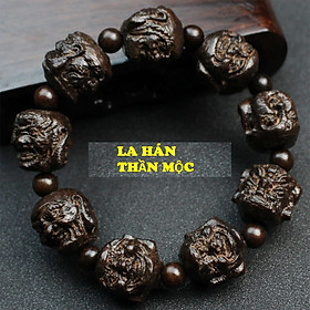 Combo Vòng đeo tay Phong Thủy Nam – Nữ gỗ Thủy Tầm Mộc, hạt 18li, khắc thủ công các vị thần phật dân gian Phương Đông, Kèm hộp Gấm và dây dự phòng