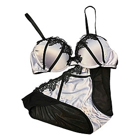 Bộ đồ lót V113 cotton viền ren mút trơn khoét ngực quần nguyên mông