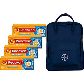 Bộ 4 Hộp Viên Sủi Bổ Sung Vitamin C, D, Và Kẽm Redoxon Triple Action Hộp 10 Viên - Tặng Kèm Balo (Màu Ngẫu Nhiên)