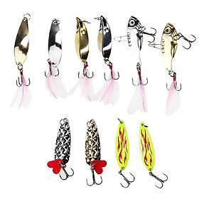 Pack of 10 Assorted Metal Fishing Lures Bass CrankBait Spoon Crank Bait Tackle