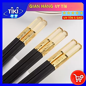 Mua ( Hàng Cao Cấp ) Combo 10 Đôi Đũa Hợp Kim Mạ Vàng Hổ Phách Cao Cấp