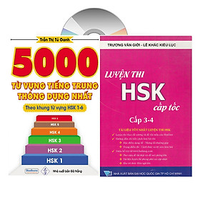 Download sách Combo 2 sách: 5000 từ vựng tiếng Trung thông dụng nhất theo khung từ vựng HSK1 đến HSK6 và học tiếng trung luyện thi cấp tốc tập 2: 3+4 _VD (Tiếng Trung giản thể, bính âm Pinyin, nghĩa tiếng Việt, DVD tài liệu đi kèm