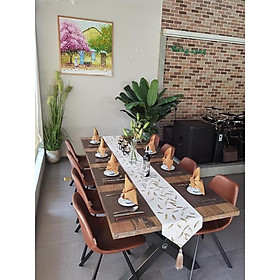 Khăn runner đẹp mẫu thêu lá vàng sang trọng - TBR470