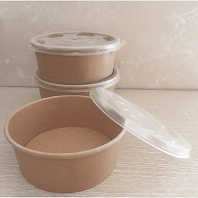 Mua 50 BỘ HỘP TÔ GIẤY KRAFT 750ML - KÈM NẮP PP