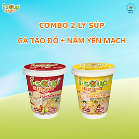 Combo Súp Gà Táo Đỏ + Súp Nấm Yến Mạch ISOUP HUUPS - Súp Ăn Liền Sấy Thăng Hoa