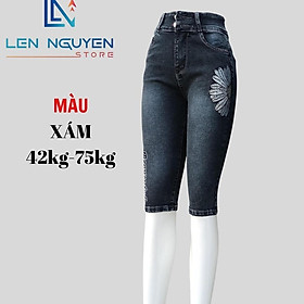 Quần jean nữ, ngố 7 tất, lưng cao, quần bò nữ dáng ôm, quần rin nữ có big size, cho 42kg đến 75kg, - Xám