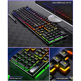Mua Bàn Phím V4 Chuyên Game Đèn LED 7 Màu Xuyên Phím - giao ngẫu nhiên