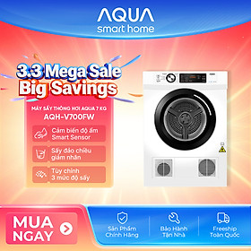 Máy sấy thông hơi Aqua 7 kg AQH-V700FW - Bảo hành 2 năm - Freeship toàn quốc - Hàng chính hãng