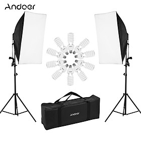 Andoer Professional Studio Photography Light Kit Including 50 * 70cm Softboxes * 2/ 4-in-1 Light Socket * 2/ 45W 5500K