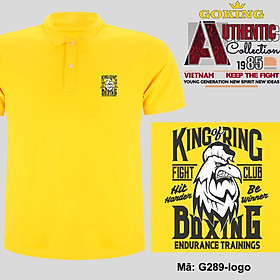 KING OF RING, mã logo.g289. Áo thun polo nam nữ, form unisex. Áo phông cổ trụ Goking, vải cá sấu 3D