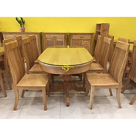 Mua Bộ bàn ăn bàn oval 6 ghế gỗ sồi