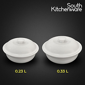 Thố + nắp sứ tráng men cao cấp Daisy Trắng Minh Long thể tích 0.23L, 0.33L