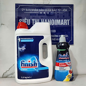 Combo Bột rửa bát Finish 2.5kg+ Nước Bóng Finish 400ml chuyên dùng cho máy rửa bát