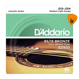 Mua D Addario EZ920 - Bộ Dây Đàn Guitar Acoustic Cỡ 12 (.012-.054) Phân Phối Chính Hãng (85/15 Bronze Strings Ghi-ta) - Kèm Móng Gảy DreamMaker