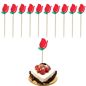 10 Pieces Romantic Rose Flower Cupcake Topper Cake Picks Wedding Party Favor