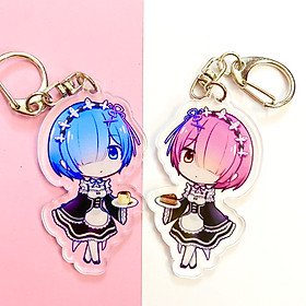 ( Mica trong acrylic ) Móc khóa Re: Zero - Bắt Đầu Lại Ở Thế Giới Khác quà tặng xinh xắn dễ thương in hình anime chibi