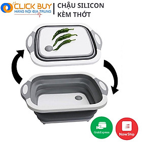 Chậu Kèm Thớt Gấp Gọn 2 in 1 Chất liệu SILICON SIÊU BỀN, Thớt Nhựa Đa Năng Làm Chậu Rửa, Rổ Đựng Tiện Dụng