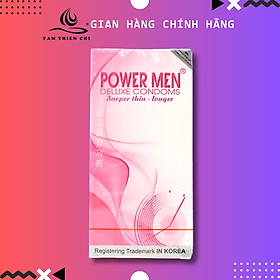 Bao cao su siêu mỏng kéo dài hồng Powermen Superthin Longshock (hộp 12 cái)
