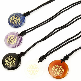 Round Pendant Necklace with Hand Woven Rope Necklace Jewelry for Women Men Party Gift