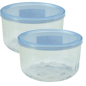 Combo Hộp thủy tinh kim cương có nắp đậy 420ml nội địa Nhật Bản