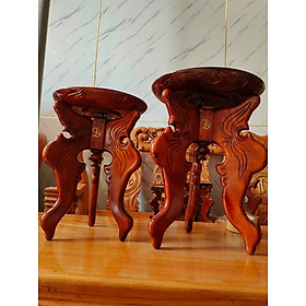 Mua CHÒ GỖ XÀ CỪ 3 CHÂN CHẠM KHẮC HOA VĂN + ĐĨA CHƯNG TRÁI CÂY BÀN THỜ