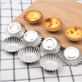 Bộ 10 Khuôn Tart Nhôm Viền Hoa Làm Bánh Trứng 7cm