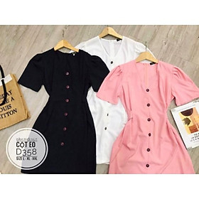 Bigsize 60-90KG vmart Đầm suông phối nút D358 hàng Quảng Châu cao cấp chiết eo giấu bụng