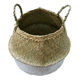 Chậu Cói/Giỏ Cói Trồng Cây Nội Thất Sơn - Bạc