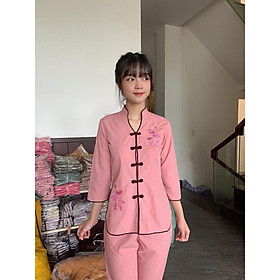 ĐỒ LAM ĐI CHÙA Sẩm Tàu Viền Vải Kate Mịn