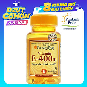 Thực Phẩm Chức Năng - Viên Uống Bổ Sung Vitamin E Giúp Đẹp Da, Chống Lão Hóa, Hỗ Trợ Hệ Tim Mạch Puritan'S Pride Vitamin E-400 Iu (50 Viên)